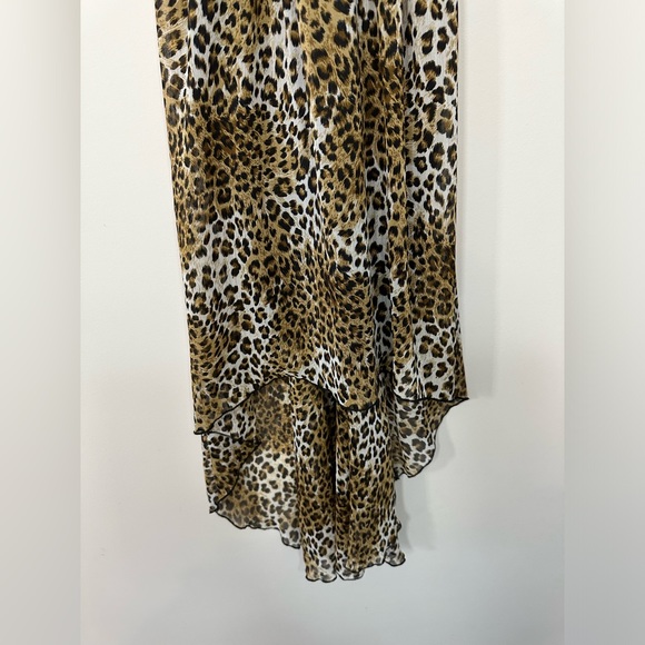 January 7 cocktail dress strappy top with high low cheetah print flowy bottom - Picture 8 of 11